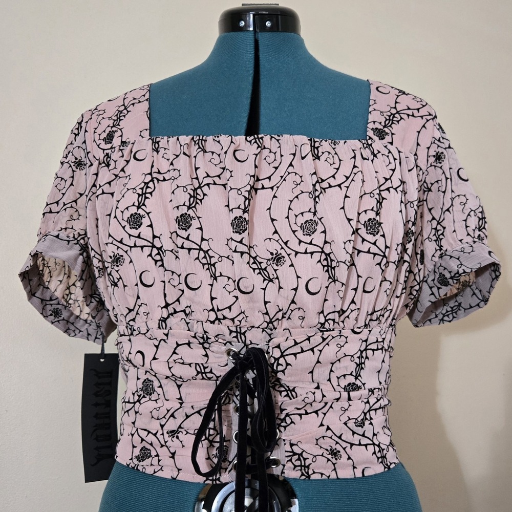 NWT Disturbia Rosethorn Crop Top Corset US 12 SS24Y332 Dark Romance Goth Fairy